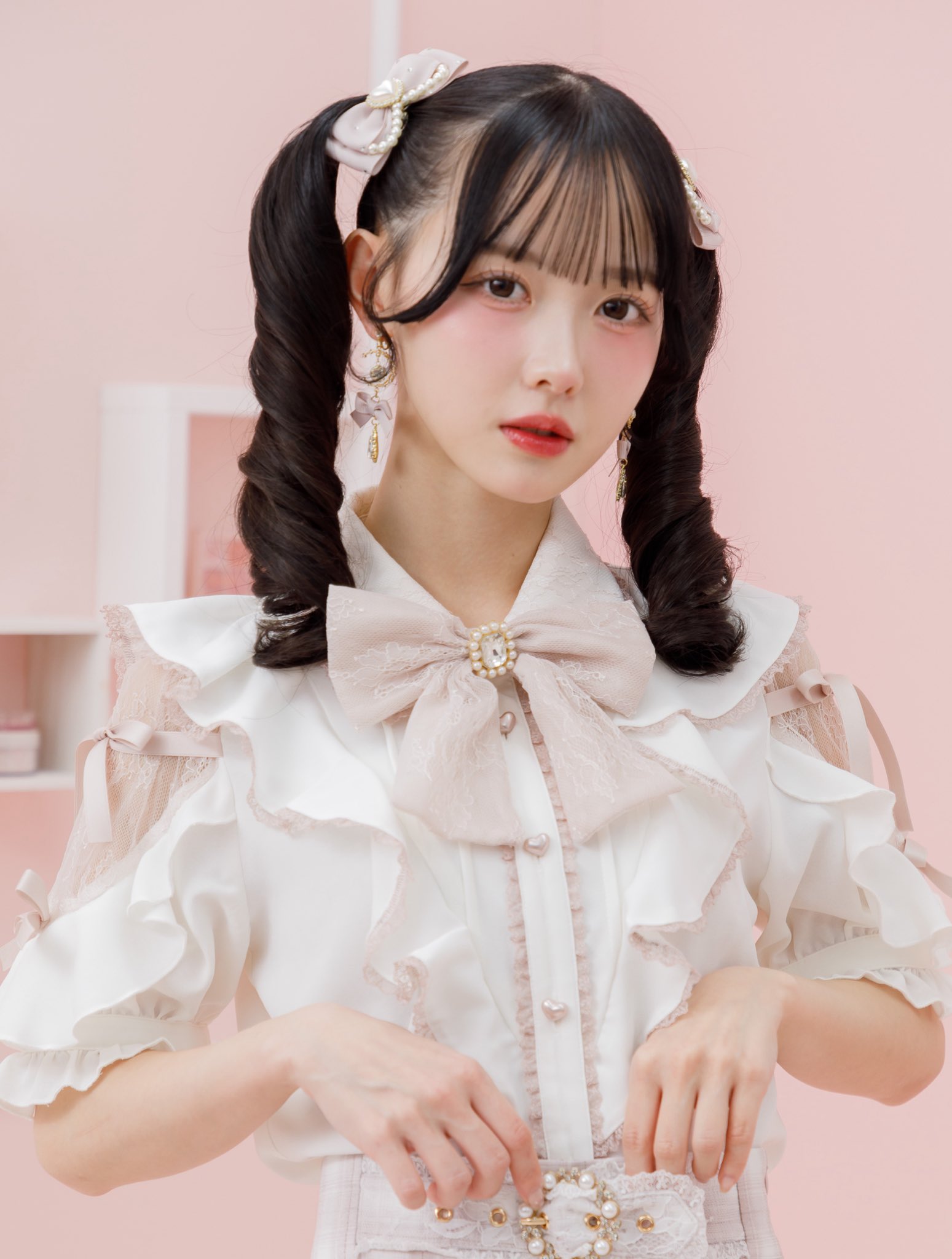 【美品】ロジータ ブラウス スカート お得6点セット F 推し活 フリル リボン レーシーリボンラッフルブラウス[品番：RJTW0001794]｜ROJITA