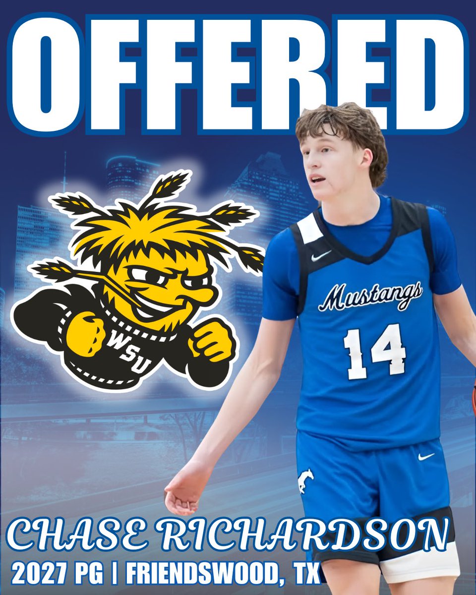 Chase Richardson (@cwrichardson24) on Twitter photo After a great conversation with @CoachEilert I am excited to receive an offer from Wichita State. Thank you to the Shockers coaching staff! <a href="/BJenkins247/">Brandon Jenkins</a> <a href="/tim_ford11/">Tim Ford</a> <a href="/tj_ford/">TJ Ford</a> <a href="/FwoodBoysBball/">Friendswood Boys Basketball</a> <a href="/GASOMass/">Ryan Massad 🔎</a> <a href="/Boy_named_Su_5/">Ansu Sesay Jr</a> <a href="/ScottyD_Knows/">Scotty Hendricks</a> <a href="/iFilmHoopers/">Michael Timmins</a> <a href="/JamieShaw5/">Jamie Shaw</a> After a great conversation with @CoachEilert I am excited to receive an offer from Wichita State. Thank you to the Shockers coaching staff! <a href="/BJenkins247/">Brandon Jenkins</a> <a href="/tim_ford11/">Tim Ford</a> <a href="/tj_ford/">TJ Ford</a> <a href="/FwoodBoysBball/">Friendswood Boys Basketball</a> <a href="/GASOMass/">Ryan Massad 🔎</a> <a href="/Boy_named_Su_5/">Ansu Sesay Jr</a> <a href="/ScottyD_Knows/">Scotty Hendricks</a> <a href="/iFilmHoopers/">Michael Timmins</a> <a href="/JamieShaw5/">Jamie Shaw</a>