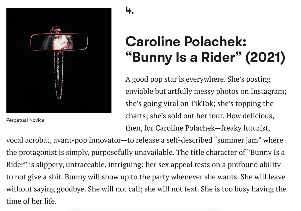 polacheknews's tweet image. 🏆 'Bunny Is A Rider' is @pitchfork's 4th best song of the 2020's so far!