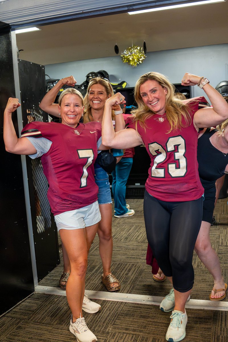 🏈 From the stands to the field, it was the moms’ turn to throw on the pads at tonight’s Football Mom’s Clinic! 🦁💪 They tried on jerseys and helmets, ran through drills, and got an inside look at our football program during a Q&amp;A session with Coach Dallas. Safe to say, our moms
