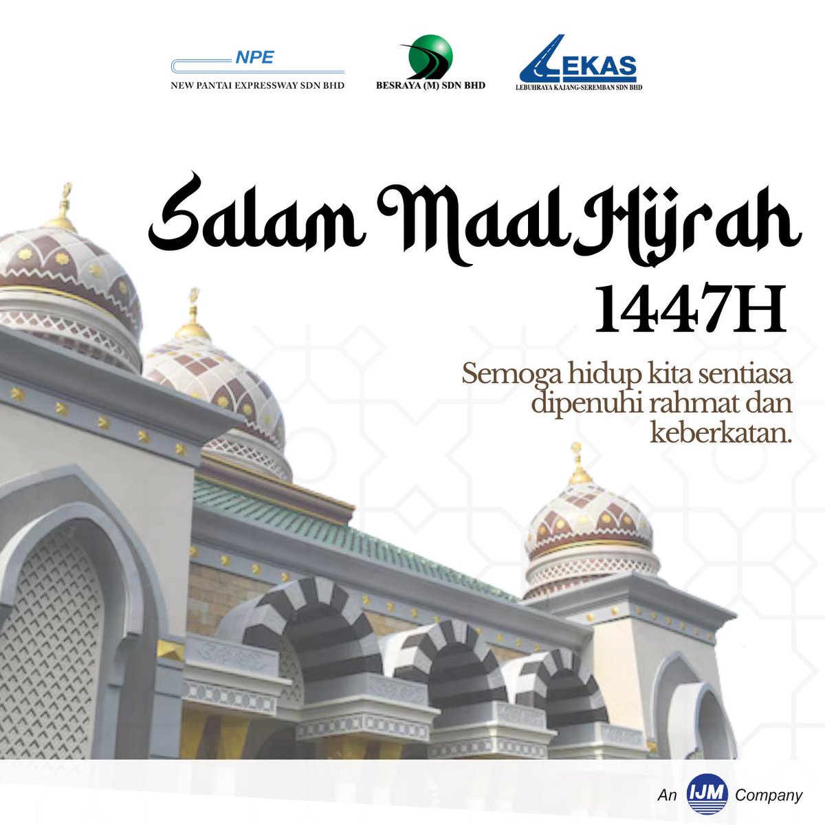 🕌 Salam Maal Hijrah 1447H 🕌
Semoga tahun baharu ini membawa lebih keberkatan, kekuatan dan semangat baharu untuk kita terus melangkah ke hadapan dengan azam dan tekad yang lebih baik. 💫

#BesrayaHighway
#NPEHighway
#LEKASHighway