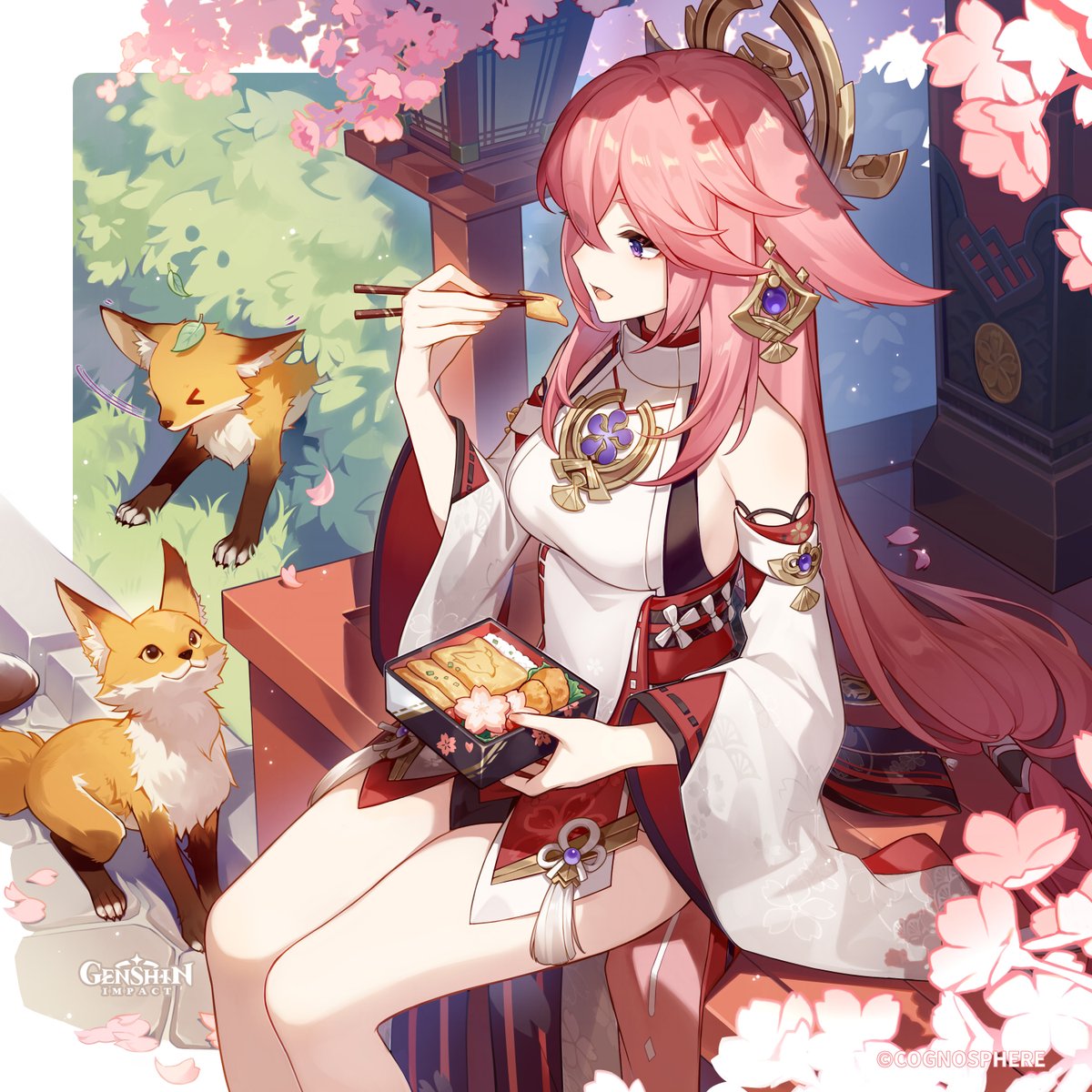 GenshinImpactTH's tweet image. สุขสันต์วันเกิด Yae Miko!
#GenshinImpact #HBD #YaeMiko 

อุ๊ย แอบกินเต้าหู้ทอดจนถูกรุ่นน้องจับได้ซะแล้ว
จมูกไวไม่เบาเลยนี่ถึงหาที่นี่เจอได้  ดูท่าทางเธอคงไม่ได้ละเลยการฝึกประจำวันสินะ
แต่ฉันมีแค่ชุดเดียวซะด้วยสิ ทำยังไงดี เอางี้ พวกเธอไม่ไปขวางคนที่ทำข้าวกล่องนี้เอาไว้ล่ะ?…