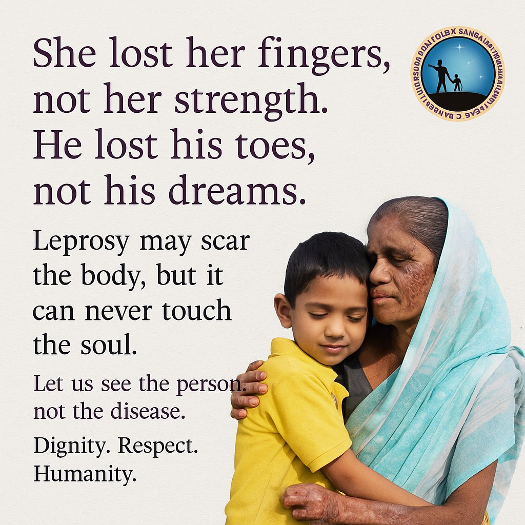 LeprosyRightsIN's tweet photo. "She lost her fingers, not her strength. He lost his toes, not his dreams. Leprosy may scar the body, but it can never touch the soul."
🕊️ Let us see the person, not the disease.
❤️ Dignity. Respect. Humanity.
#APYSA #VoicesOfDignity #DignityNotDiscrimination #BreakTheStigma https://t.co/nHBKBmaTHR