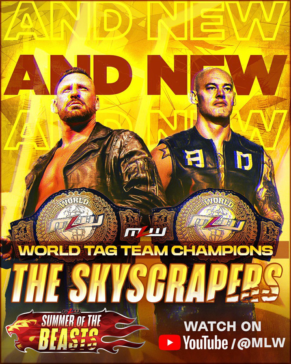 👀 AND NEW: The mystery tag-team of <a href="/DijakFYE/">DONOVAN DIJAK</a> and <a href="/TomPestock/">Tom</a> just captured the MLW World Tag-Team Championships!! #MLWBeasts

Watch LIVE &amp; FREE ▶️ tinyurl.com/4t84y4md