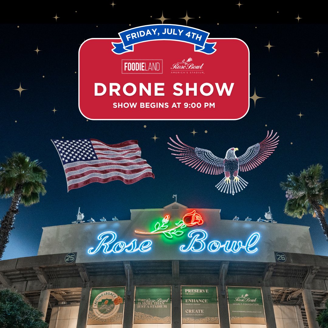 Rose Bowl Stadium (@rosebowlstadium) on Twitter photo Join us in partnership with <a href="/foodielandnm/">FoodieLand</a> on Friday, July 4th, for a special drone show to celebrate Independence Day!
For tickets and additional details, visit eventbrite.com/e/foodieland-f…
#foodieland #rosebowl Join us in partnership with <a href="/foodielandnm/">FoodieLand</a> on Friday, July 4th, for a special drone show to celebrate Independence Day!
For tickets and additional details, visit eventbrite.com/e/foodieland-f…
#foodieland #rosebowl