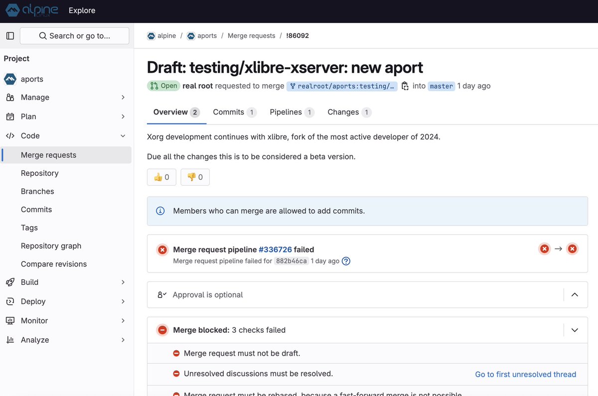 The Lunduke Journal (@lundukejournal) on Twitter photo Alpine Linux has taken a "No XLibre" stance.
From the Alpine Linux leadership:
"let me be more direct: if anyone merges xlibre i will be pursuing a code of conduct violation against them"
"because the xlibre project represents an unacceptable ideology"
"this is about Alpine Linux has taken a "No XLibre" stance.
From the Alpine Linux leadership:
"let me be more direct: if anyone merges xlibre i will be pursuing a code of conduct violation against them"
"because the xlibre project represents an unacceptable ideology"
"this is about