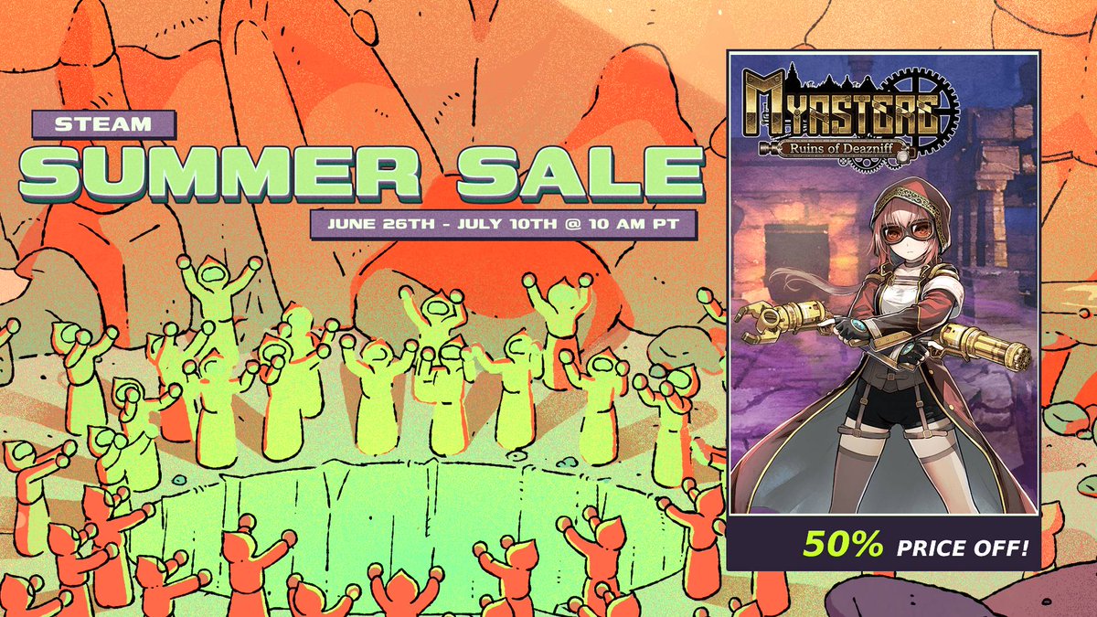 myastere's tweet photo. ✨Limited time only✨
＼🐬 #Steam #Summer #Sale is underway! 🌻／
🏛️『#Myastere -Ruins of Deazniff-』🗿

＼💰5⃣0⃣％ PRICE OFF!!／
Available at a special price💥🔫
📢～July,10(Thu.),2025

👇 here👇
https://t.co/f4eq6Z3aY9

#ミアステール #SteamDeals #GameDev #Metroidvania #セール https://t.co/Ey7oV7PnIs