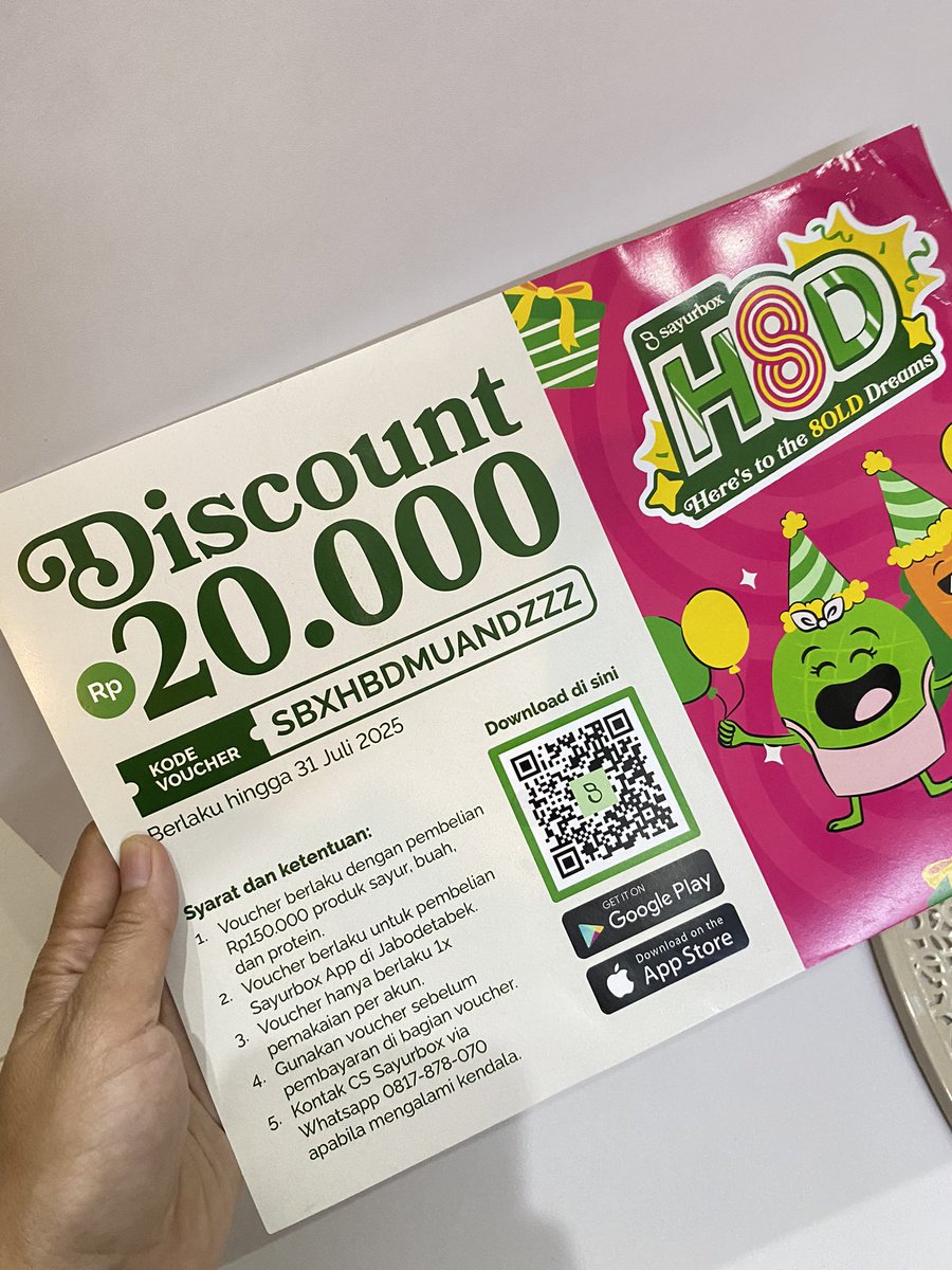 muandzzz's tweet image. Ada diskon nih buat yang mau belanja.
Bisa pake kode voucher SBXHBDMUANDZZZ atau SBX8ANNIV.

Ayo buruaan belanjaa, terus cobain produk-produknya yang bisa bikin hidup makin satset kaya sambal bawang ini.
Tinggal gorengin ayam, kasih lalapan, terus tambahin deh sambal ini 🤤🤤