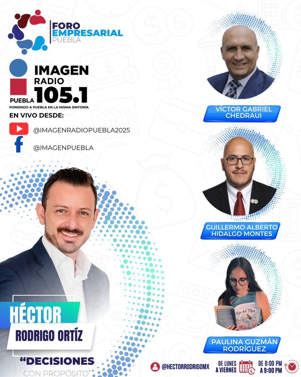 Imagen Puebla (@imagen_puebla) on Twitter photo 🎙️ HOY en #ForoEmpresarial con <a href="/HectorRodrigoMx/">Héctor Rodrigo Ortiz</a>
🕗 8 PM por Imagen Radio 105.1 FM
🔴 Transmisión en vivo:
👉 Facebook: facebook.com/imagenpuebla
👉 YouTube: youtube.com/@ImagenRadioPu…
🌐 Escúchanos también en: imagenpuebla.mx
💬 Invitados de hoy:
🏗️ Víctor Gabriel Chedraui – 🎙️ HOY en #ForoEmpresarial con <a href="/HectorRodrigoMx/">Héctor Rodrigo Ortiz</a>
🕗 8 PM por Imagen Radio 105.1 FM
🔴 Transmisión en vivo:
👉 Facebook: facebook.com/imagenpuebla
👉 YouTube: youtube.com/@ImagenRadioPu…
🌐 Escúchanos también en: imagenpuebla.mx
💬 Invitados de hoy:
🏗️ Víctor Gabriel Chedraui –