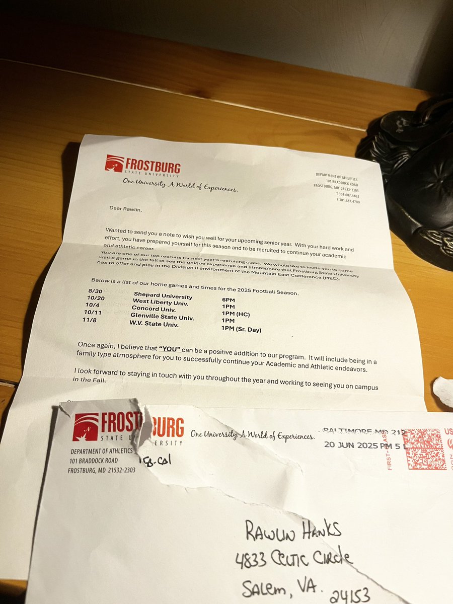 rawlinhanks's tweet image. Excited to be up at Frostburg state for a gameday visit this fall. Thank you @Coach_Cal_FSU