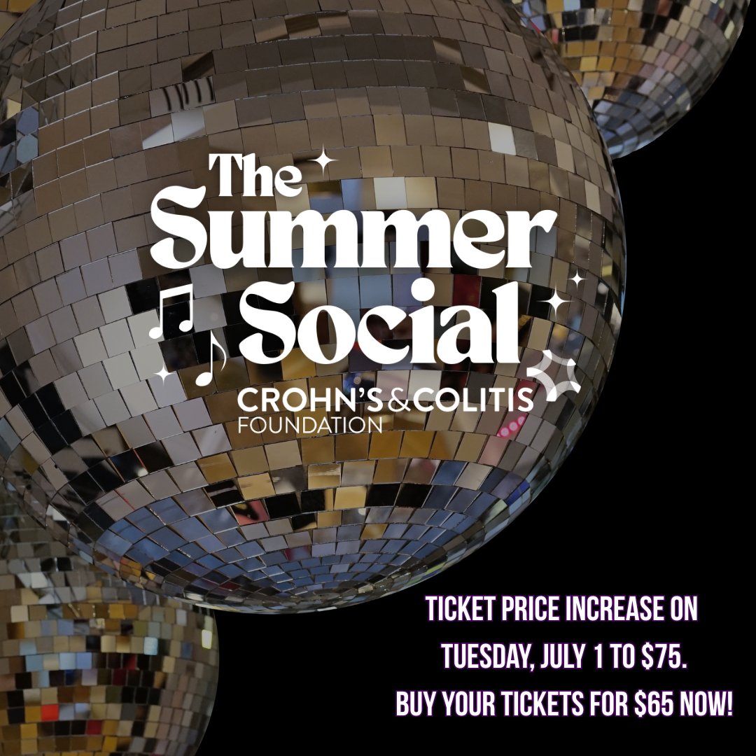 Don’t wait—grab your Summer Social ticket for just $65 before prices go up July 1!  Includes a drink, heavy apps, &amp; a donation to the Foundation. Let’s celebrate our IBD community with a night of fun &amp; entertainment! We'll see you August 13! Purchase here: onecau.se/_973ub1
