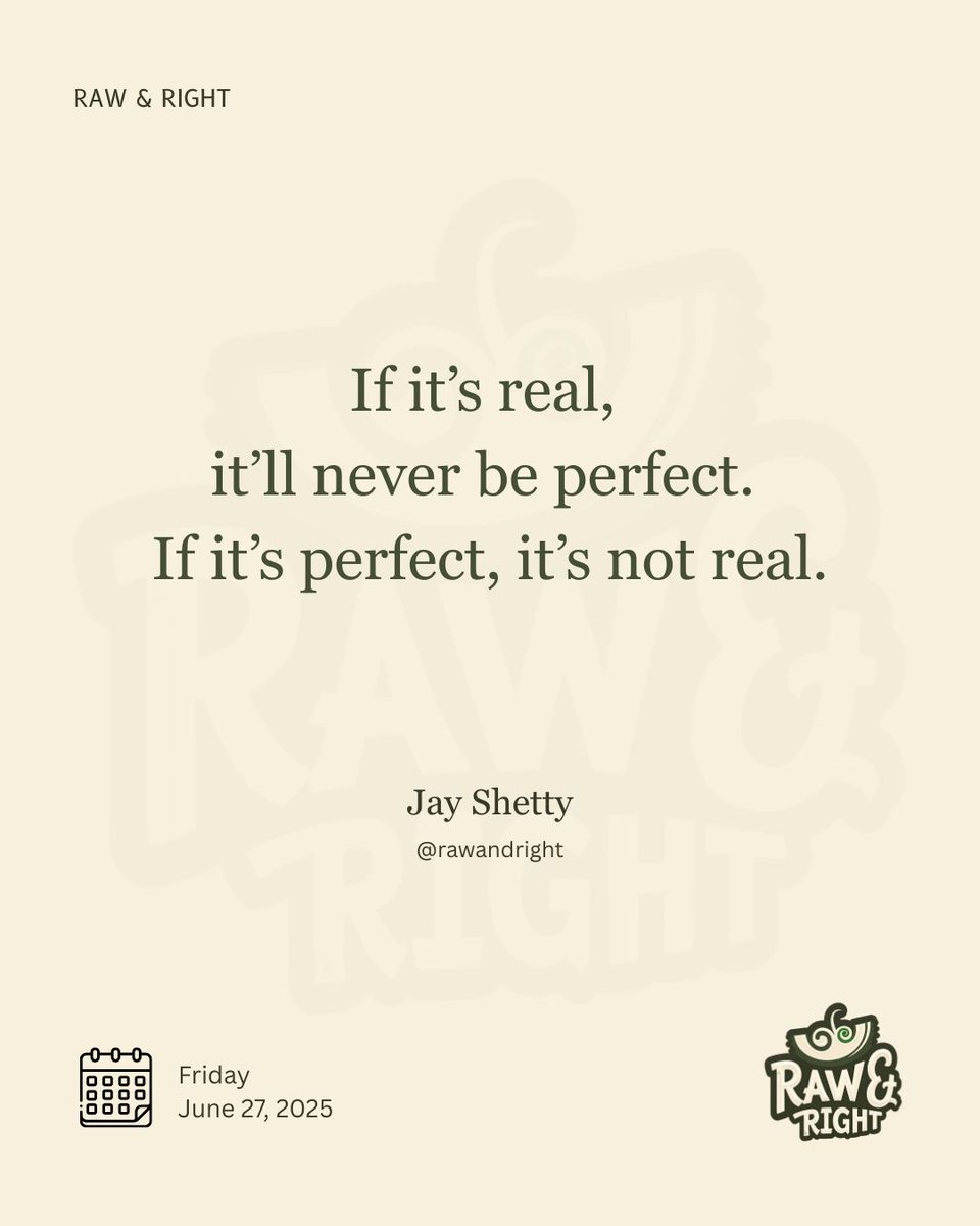 rawandright's tweet photo. DQP33: Perfect love doesn’t exist. Real love does. 💯

Follow @rawandright for more powerful truths!

#JayShetty #RealLove #RelationshipTruth #RawAndRight #ImperfectlyPerfect #LoveWisely #TruthTalk #ModernRelationships #EmotionalWellness https://t.co/EiN3fdcD4u