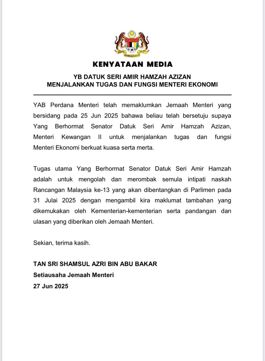 shamsulazribakr's tweet image. | 𝗞𝗘𝗡𝗬𝗔𝗧𝗔𝗔𝗡 𝗠𝗘𝗗𝗜𝗔 | 

𝗬𝗕 𝗗𝗔𝗧𝗨𝗞 𝗦𝗘𝗥𝗜 𝗔𝗠𝗜𝗥 𝗛𝗔𝗠𝗭𝗔𝗛 𝗔𝗭𝗜𝗭𝗔𝗡 𝗠𝗘𝗡𝗝𝗔𝗟𝗔𝗡𝗞𝗔𝗡 𝗧𝗨𝗚𝗔𝗦 𝗗𝗔𝗡 𝗙𝗨𝗡𝗚𝗦𝗜 𝗠𝗘𝗡𝗧𝗘𝗥𝗜 𝗘𝗞𝗢𝗡𝗢𝗠𝗜

©️𝟮𝟬𝟮𝟱 𝗣𝗘𝗝𝗔𝗕𝗔𝗧 𝗞𝗘𝗧𝗨𝗔 𝗦𝗘𝗧𝗜𝗔𝗨𝗦𝗔𝗛𝗔 𝗡𝗘𝗚𝗔𝗥𝗔