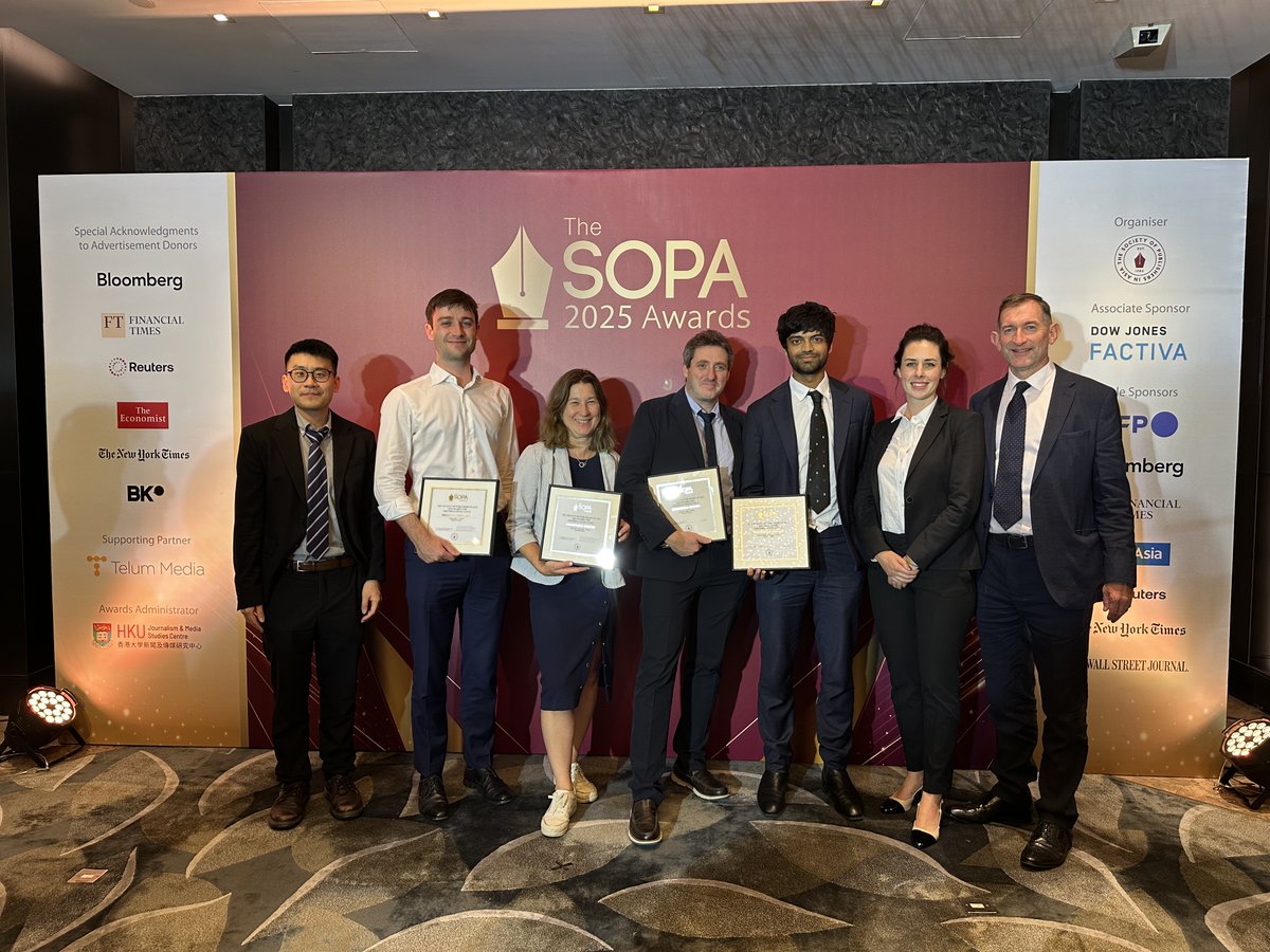 FTPressOffice's tweet image. The @FT won the Excellence in Infographics award and three honourable mentions, for Explanatory Reporting, Human Rights Reporting and Opinion Writing, at @sopasia #SOPAwards2025 on.ft.com/4kbVx9x