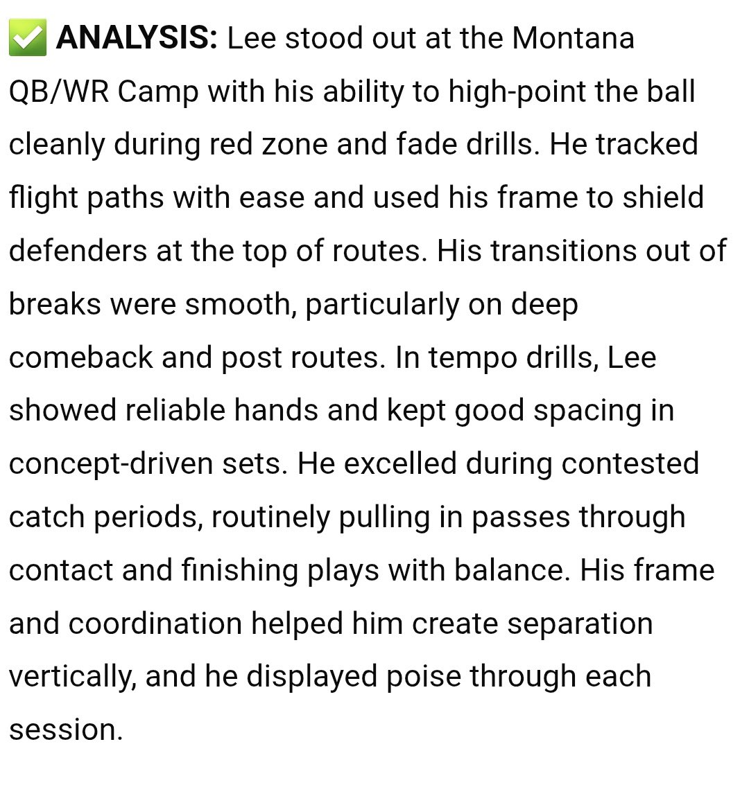 Jaxon Lee (@bigplayjlee) on Twitter photo Thank you <a href="/sixstarfootball/">Six Star Football | PLUS+</a> for the write up for my performance after the <a href="/UMGRIZZLIES/">Montana Grizzlies</a> WR camp!
<a href="/CoachWhitleyII/">Will Whitley</a> <a href="/CoachBErickson/">Bryce Erickson</a> <a href="/CoachMattCaruso/">Coach Caruso</a> <a href="/CoachPease/">Brent Pease</a> <a href="/TigerNationFB/">Tigard Football</a> <a href="/teamlillard7on7/">Team Lillard Football</a> <a href="/LukeNess81/">Luke</a> <a href="/todd_crist/">Todd Crist</a> Thank you <a href="/sixstarfootball/">Six Star Football | PLUS+</a> for the write up for my performance after the <a href="/UMGRIZZLIES/">Montana Grizzlies</a> WR camp!
<a href="/CoachWhitleyII/">Will Whitley</a> <a href="/CoachBErickson/">Bryce Erickson</a> <a href="/CoachMattCaruso/">Coach Caruso</a> <a href="/CoachPease/">Brent Pease</a> <a href="/TigerNationFB/">Tigard Football</a> <a href="/teamlillard7on7/">Team Lillard Football</a> <a href="/LukeNess81/">Luke</a> <a href="/todd_crist/">Todd Crist</a>