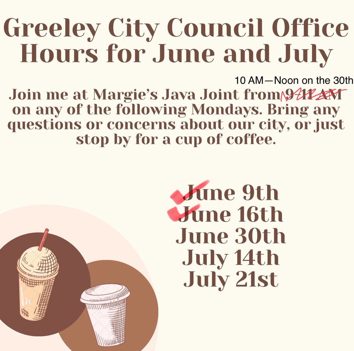 ButlerForWard1's tweet image. See you on the 30th! We’re making a slight adjustment to acomadate another meeting that morning. We’ll be at Margie’s from 10-Noon that morning!