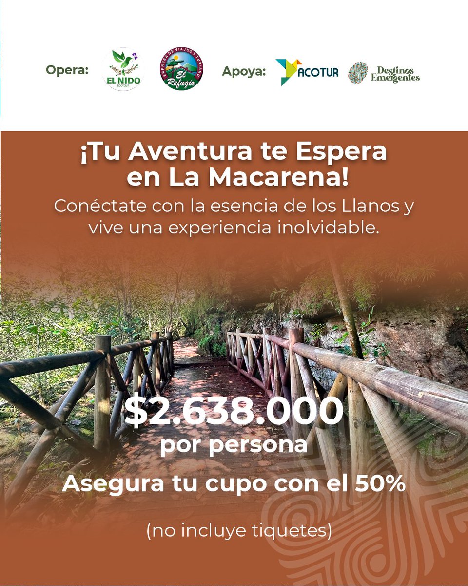 EmergentesCo's tweet photo. Tu aventura empieza cuando decides decir sí.
Reserva ahora. 👉🏼 Cupos límitados https://t.co/MXq3IUaB6z