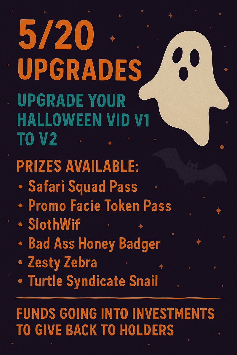 SMart (@sm_art_nfts) on Twitter photo We have 15 upgrades left until the next giveaways!!! #NFTCommunity
Each upgrade is an entry for each prize!
25 $ADA upgrade cost!
halloween-dums-v2.vercel.app
<a href="/safarisquadnft/">Safari Squad</a> <a href="/promofacie/">Promo Facie</a> <a href="/levvywifhat_LWH/">levvywifhat_$LWH</a> <a href="/TurtleSyndicate/">The Turtle Syndicate🐢</a> <a href="/BAHB_NFT/">BadAss Honey Badgers NFT</a> <a href="/Zesty_ZebrasNFT/">ZestyZebras</a>
Join discord for all info! We have 15 upgrades left until the next giveaways!!! #NFTCommunity
Each upgrade is an entry for each prize!
25 $ADA upgrade cost!
halloween-dums-v2.vercel.app
<a href="/safarisquadnft/">Safari Squad</a> <a href="/promofacie/">Promo Facie</a> <a href="/levvywifhat_LWH/">levvywifhat_$LWH</a> <a href="/TurtleSyndicate/">The Turtle Syndicate🐢</a> <a href="/BAHB_NFT/">BadAss Honey Badgers NFT</a> <a href="/Zesty_ZebrasNFT/">ZestyZebras</a>
Join discord for all info!