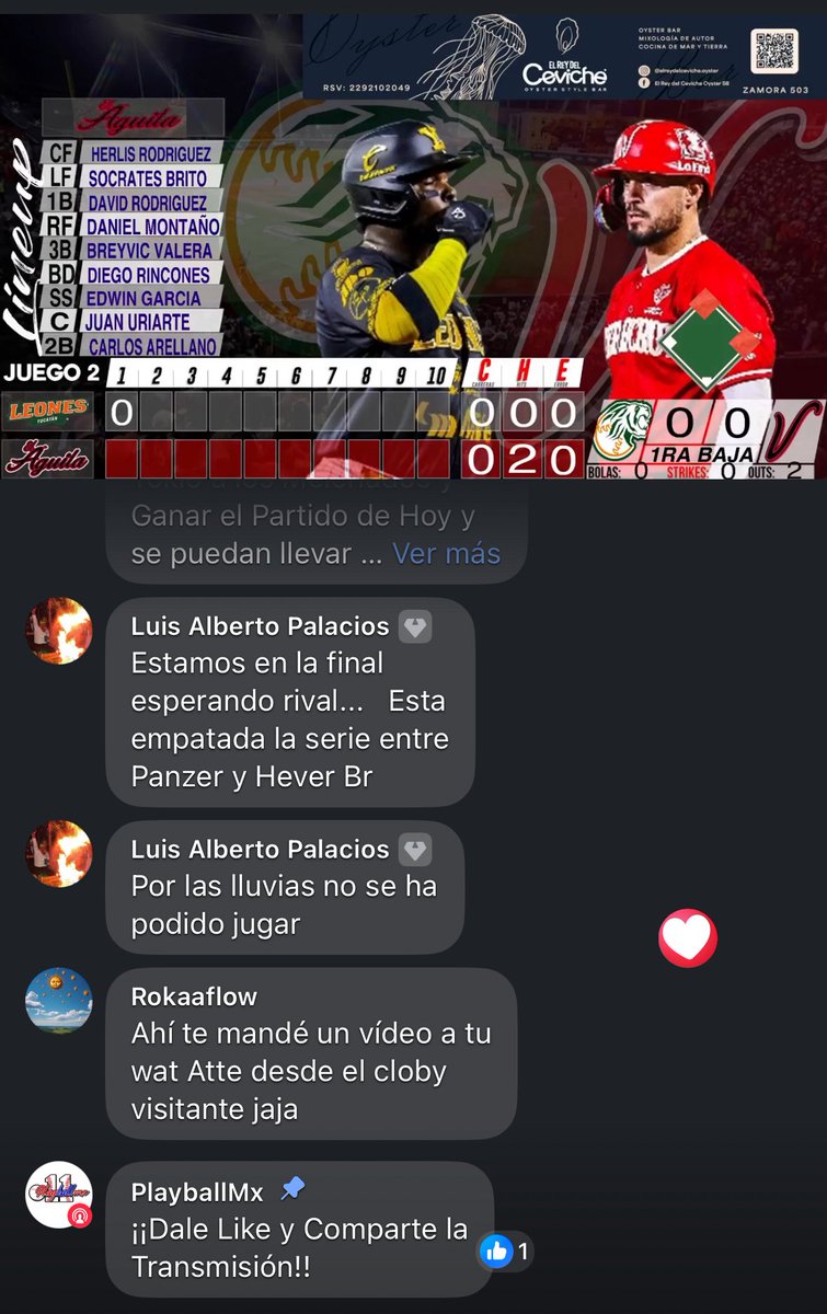 🔴 EN VIVO 🎥 ⚾️ DESDE EL PARQUE DEPORTIVO DE BEISBOL BETO AVILA JUEGO 3 DE LA SERIE ENTRE LOS LEONES DE YUCATAN VS EL AGUILA DE VERACRUZ. #EnVivo #BEISBOL #VERACRUZ #AGUILA fb.watch/AtIzPa1aYv/?