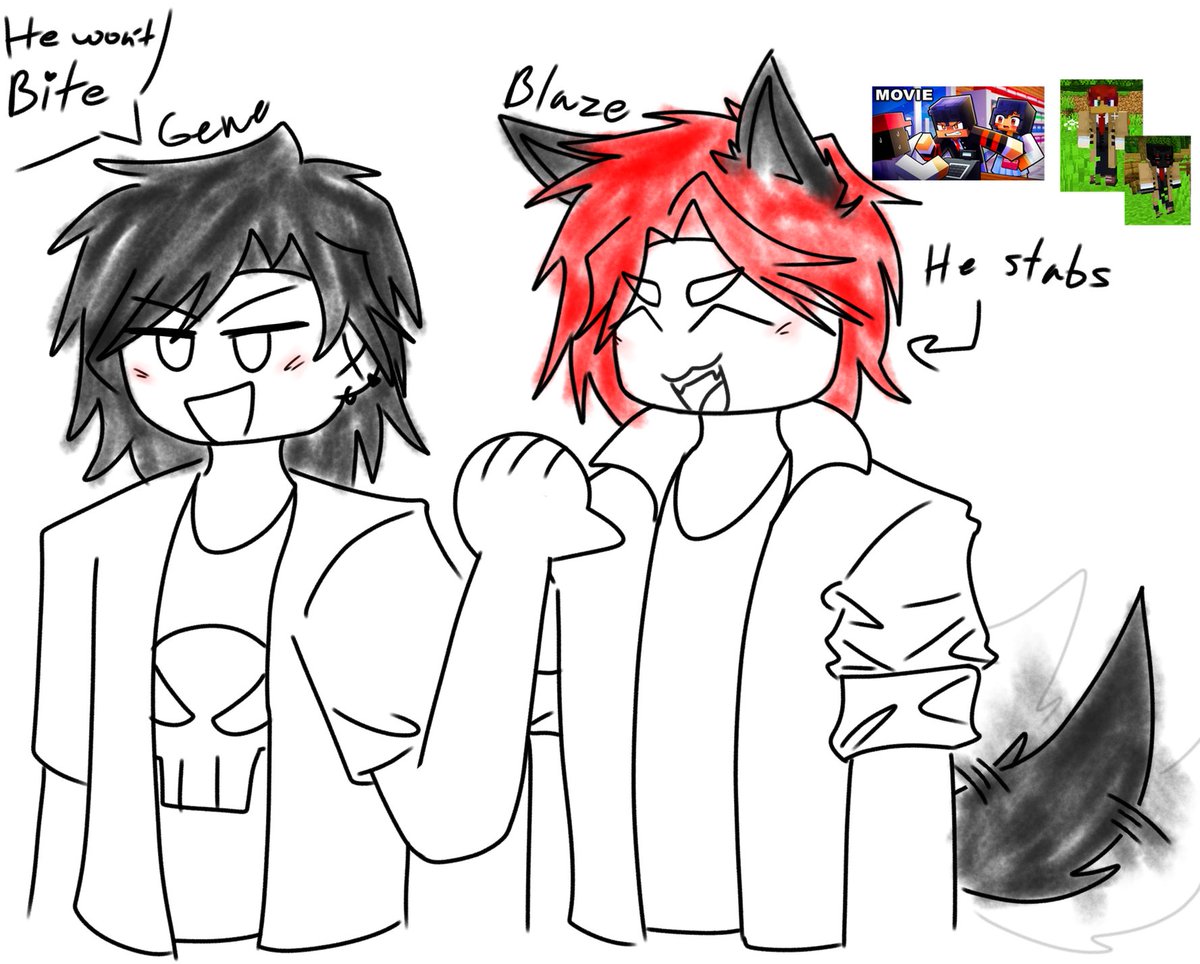 "He doesn't bite!"

#aphmau #aphmaufanart #genexblaze #blazexgene dummy silly