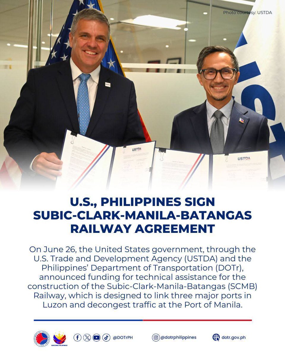 DOTrPH's tweet photo. 𝐔.𝐒., 𝐏𝐇𝐈𝐋𝐈𝐏𝐏𝐈𝐍𝐄𝐒 𝐒𝐈𝐆𝐍 𝐒𝐔𝐁𝐈𝐂-𝐂𝐋𝐀𝐑𝐊-𝐌𝐀𝐍𝐈𝐋𝐀-𝐁𝐀𝐓𝐀𝐍𝐆𝐀𝐒 𝐑𝐀𝐈𝐋𝐖𝐀𝐘 𝐀𝐆𝐑𝐄𝐄𝐌𝐄𝐍𝐓

https://t.co/HDELMnxzSS https://t.co/N6LKt58jOw