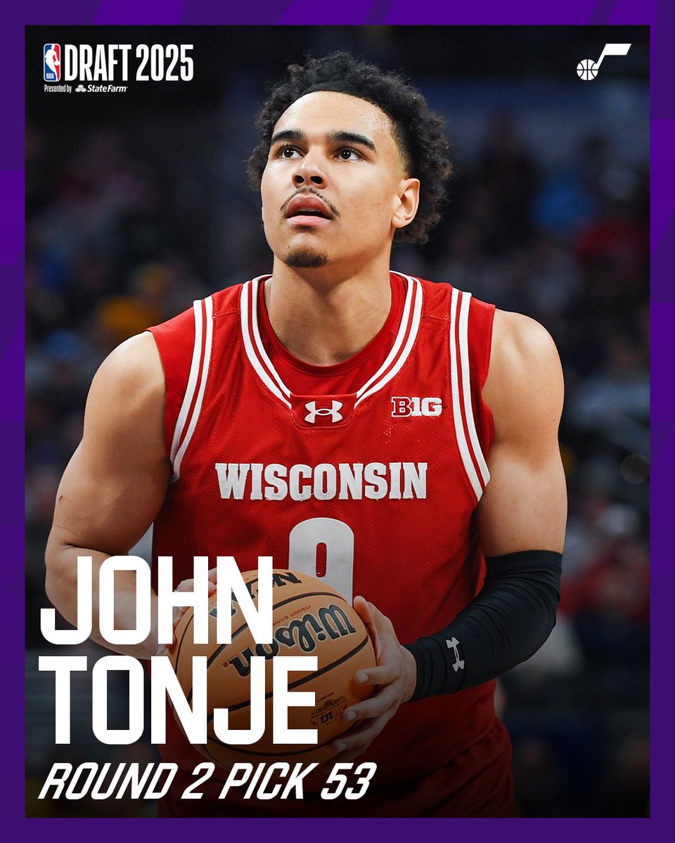 𝘸𝘪𝘵𝘩 𝘵𝘩𝘦 53𝘳𝘥 𝘱𝘪𝘤𝘬 𝘪𝘯 𝘵𝘩𝘦 2025 𝘕𝘉𝘈 𝘋𝘳𝘢𝘧𝘵, the Utah Jazz select 🏔️ 𝐉𝐎𝐇𝐍 𝐓𝐎𝐍𝐉𝐄 🏔️

#TakeNote | #NBADraft