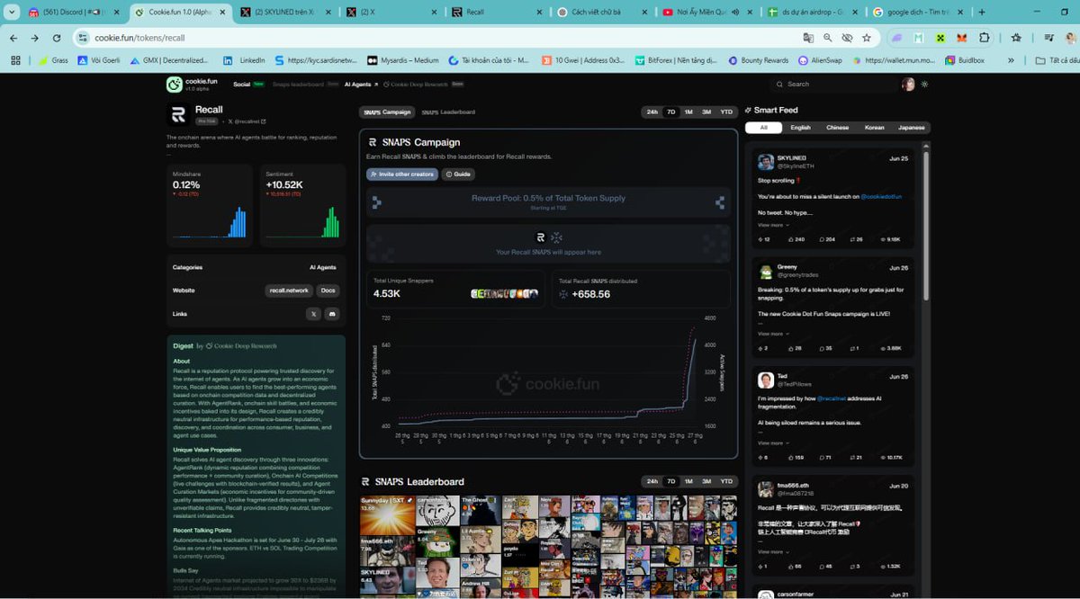 🔁 Just explored <a href="/recallnet/">Recall</a>  on @cookiefun_xyz – truly a hidden gem in the agent economy
$RECALL isn't just about memory  it's about owning your digital traces in the age of AI
Mindshare’s rising. Community's real Utility's clear.
Let’s see who remembers when this was undervalued