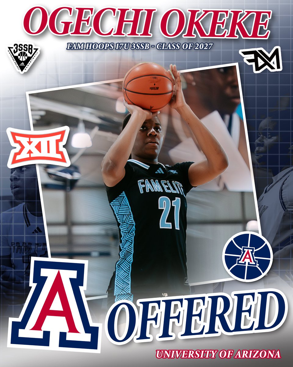 JP FAM Girls 3SSB (@jpfamgbb) on Twitter photo 2027 6’4 F/C Ogechi Okeke (<a href="/Ogechi_Okeke25/">Ogechi Okeke</a>) earns a Big 12 offer from the University of Arizona! <a href="/ArizonaWBB/">Arizona Basketball</a> <a href="/Coach_A_C/">Ashley Odom</a> <a href="/beckyburke11/">Becky Burke</a>
Congrats FAM!
#TheFAMway / / / <a href="/3SSBGCircuit/">3Stripes Select Basketball Girls Circuit</a>
💙🤍🏀 #3SSBgirls 2027 6’4 F/C Ogechi Okeke (<a href="/Ogechi_Okeke25/">Ogechi Okeke</a>) earns a Big 12 offer from the University of Arizona! <a href="/ArizonaWBB/">Arizona Basketball</a> <a href="/Coach_A_C/">Ashley Odom</a> <a href="/beckyburke11/">Becky Burke</a>
Congrats FAM!
#TheFAMway / / / <a href="/3SSBGCircuit/">3Stripes Select Basketball Girls Circuit</a>
💙🤍🏀 #3SSBgirls
