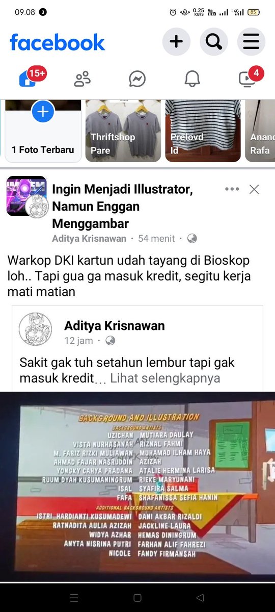 Bantu up ege, baru baca di fesnuk, yang punya akun cerita kalau nama dia gamasuk cr di film Warkop DKI Kartun. Padahal kerja udah mati2an.

Katanya emang udah digaji (tapi apresiasi-nya dongg)