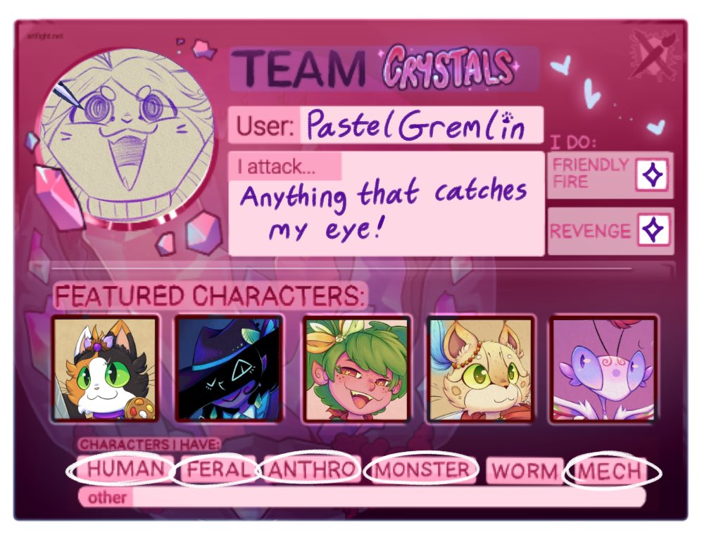 PsephRain8's tweet image. #Artfight season is upon us!!!
I’m still busy with freelance work in the background, so I’ll probably not be *super* active this year, but I’ll try my best!
This will be my third Art Fight!
#TeamCrystals