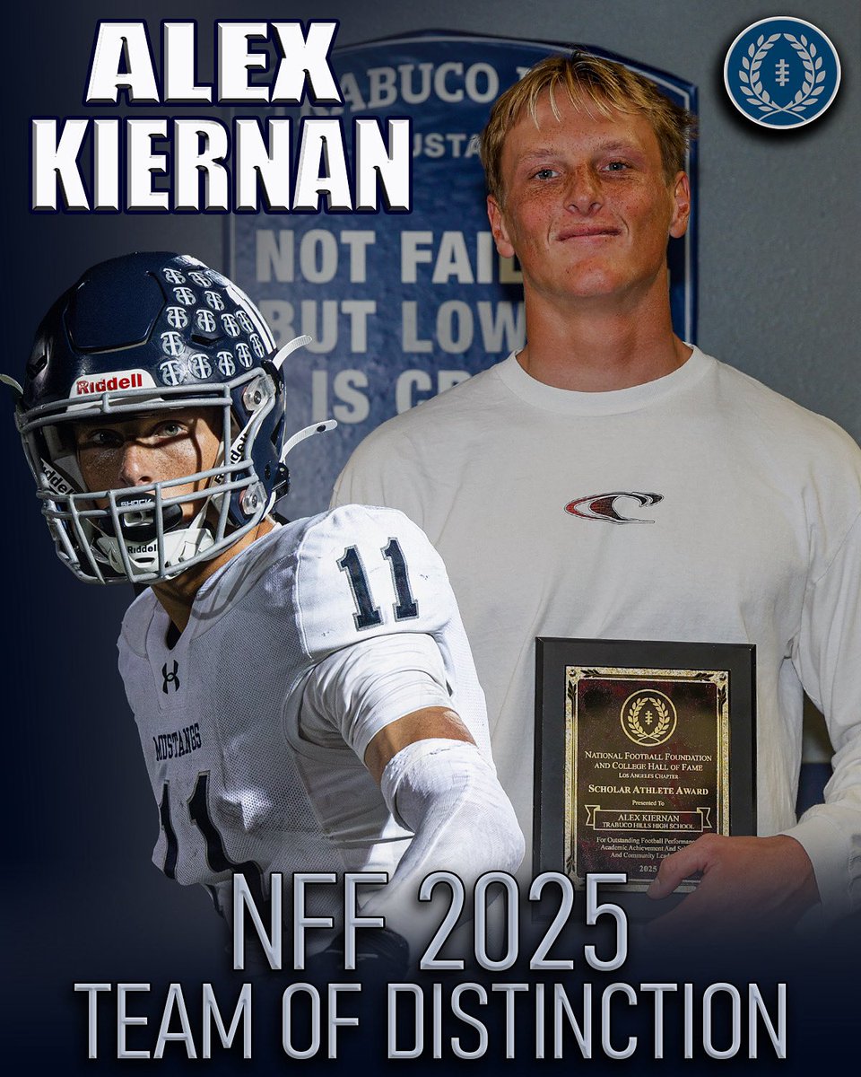 THHS_Football (@thhs_football) on Twitter photo Alex Kiernan was recognized as a 2025 National Football Foundation Team of Distinction West Region Honoree! 3.59 GPA, Honor Roll, All League and All CIF, played both sides of the ball and had a monster season! Huge honor, proud of you AK! <a href="/Nolan_Football/">Coach Mark Nolan</a> Alex Kiernan was recognized as a 2025 National Football Foundation Team of Distinction West Region Honoree! 3.59 GPA, Honor Roll, All League and All CIF, played both sides of the ball and had a monster season! Huge honor, proud of you AK! <a href="/Nolan_Football/">Coach Mark Nolan</a>
