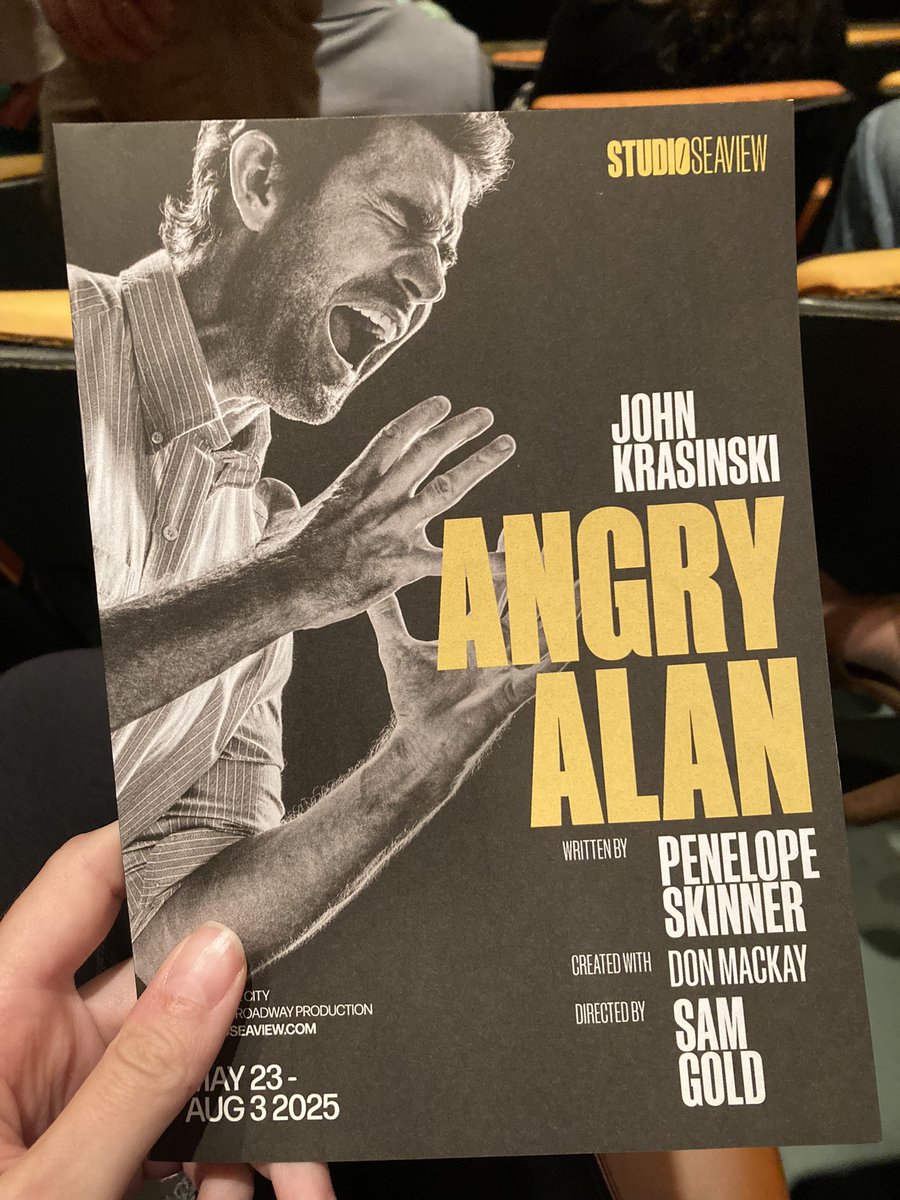 Tonight: John Krasinski Off Broadway in “Angry Alan.” Highly recommended! 🎭