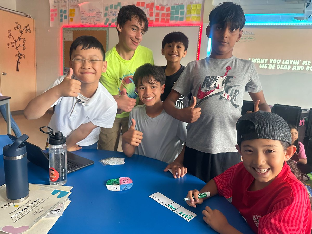 MsNYarra's tweet image. My Gr. 3s shared their probability board games with the junior classes today!! 🎲 So much laughter, joy &amp;amp; learning 🌸 Hearing their giggles was the best part! 💛 @MrEvon_StA’s class was very engaged!! ✨ #MathIsFun #StudentVoice #EdTech #ProbabilityPlay #Makerspace