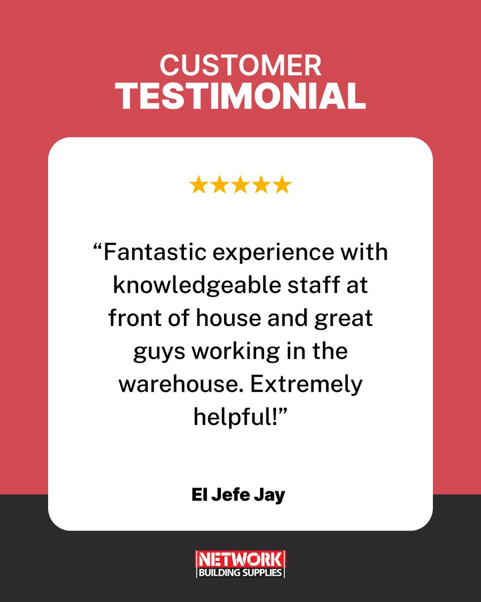 We're so grateful for all of your testimonials! At Network Building Supplies, we always strive to go above and beyond for our customers 🙌