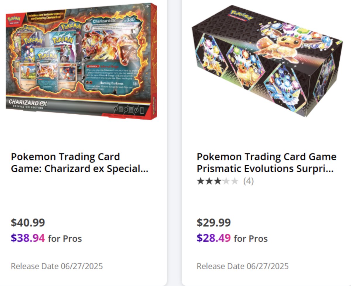 Prismatic Evolutions Surprise Box and Charizard ex Special Collection drop  this Friday, June 27th at GameStop!  Team Rocket's Mewtwo ex Box and the MTG  Final Fantasy Gift Bundle also releasing