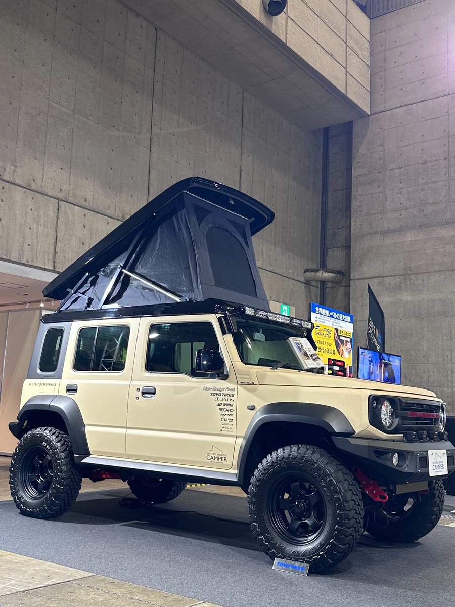 nsstage's tweet photo. 《イベント出展情報》
6月27日(金)〜29日(日)千葉県幕張メッセで開催されるTOKYO OUTDOOR SHOW 2025に5ドアジムニーポップアップルーフ“エヌズリミテッド南部仕様”、ジムニーノマドヴァルド”ブラックバイソン”を展示 https://t.co/kRizSS3rqk 
#jimnyworld
#waldinternational 
#whitehousecamper https://t.co/gGCKQiubiy