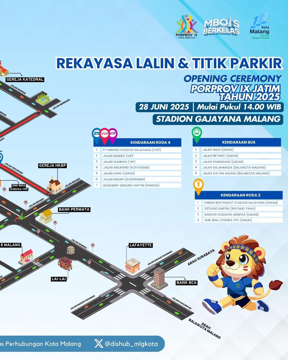 Besok bakal ada pembukaan Porprov di stadion Gajayana. Acara mulai jam 14.00 dan diperkirakan sangat ramai karena ada Gildcoustic dan kontingen se-Jatim.
