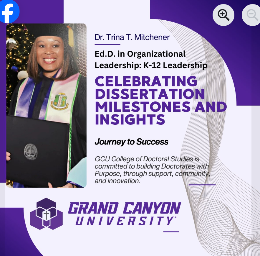 TrinaMitchener's tweet photo. When you need a little reminder of your worth!!! No matter what others may think - I am featured for the month of June - GCU (recent doctoral graduate)!! Thank you for the reminder of who I am! Blessed!!! https://t.co/2boZuokLLA