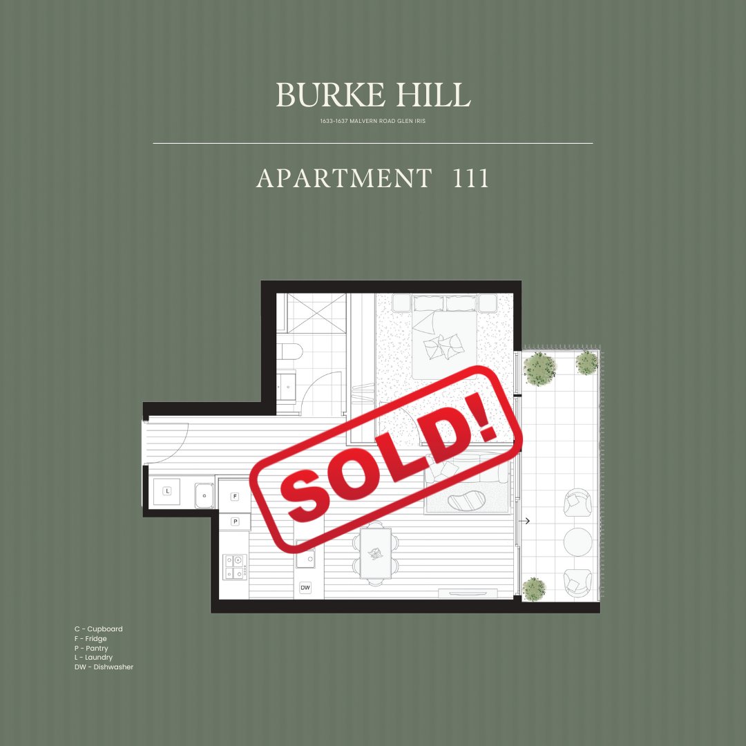 Apartment 111 at Burke Hill Glen Iris is SOLD. Only a few 2-beds remain, each with quality finishes, Bosch appliances and light-filled interiors. Construction complete and ready to move in. Call 1800 267 687 to book your inspection today.