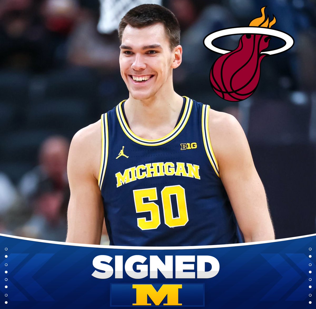BREAKING: Michigan’s Vlad Goldin has signed a two-way NBA contract with the Miami Heat #ProBlue
