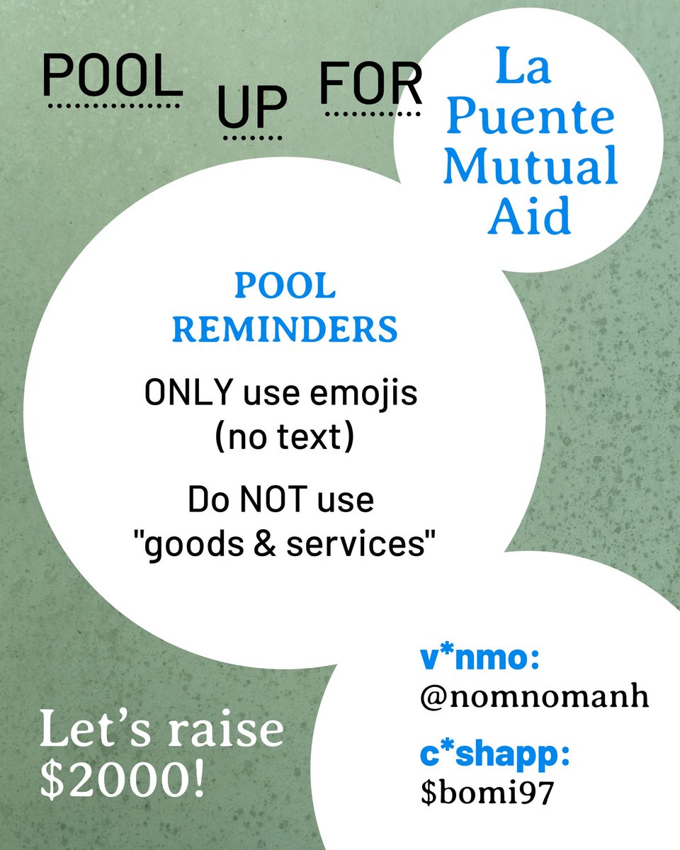 Today we are pooling for La Puente Mutual Aid - providing direct support to undocumented families in Los Angeles. Please give and share!