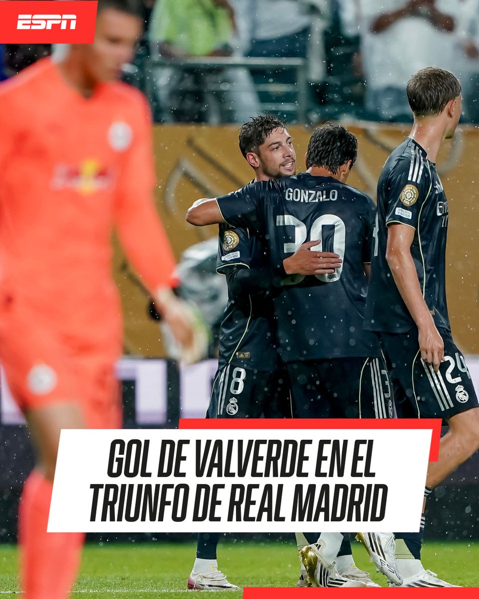 🚨 VALVERDE ANOTÓ EN EL TRIUNFO DEL MERENGUE

⚽ El uruguayo Federico Valverde marcó un gol en la victoria por 3 a 0 de #RealMadrid sobre #Salzburgo para sellar la clasificación a octavos de final del Mundial de Clubes como líder del Grupo H.