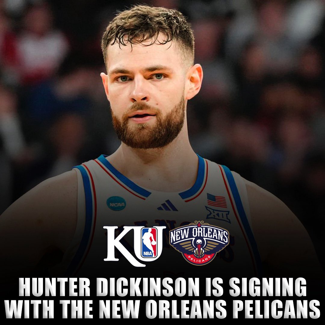 NBA_Jayhawks's tweet photo. Congrats to Hunter Dickinson on signing a two-way deal with the New Orleans Pelicans! https://t.co/MwQ1ABjpGt