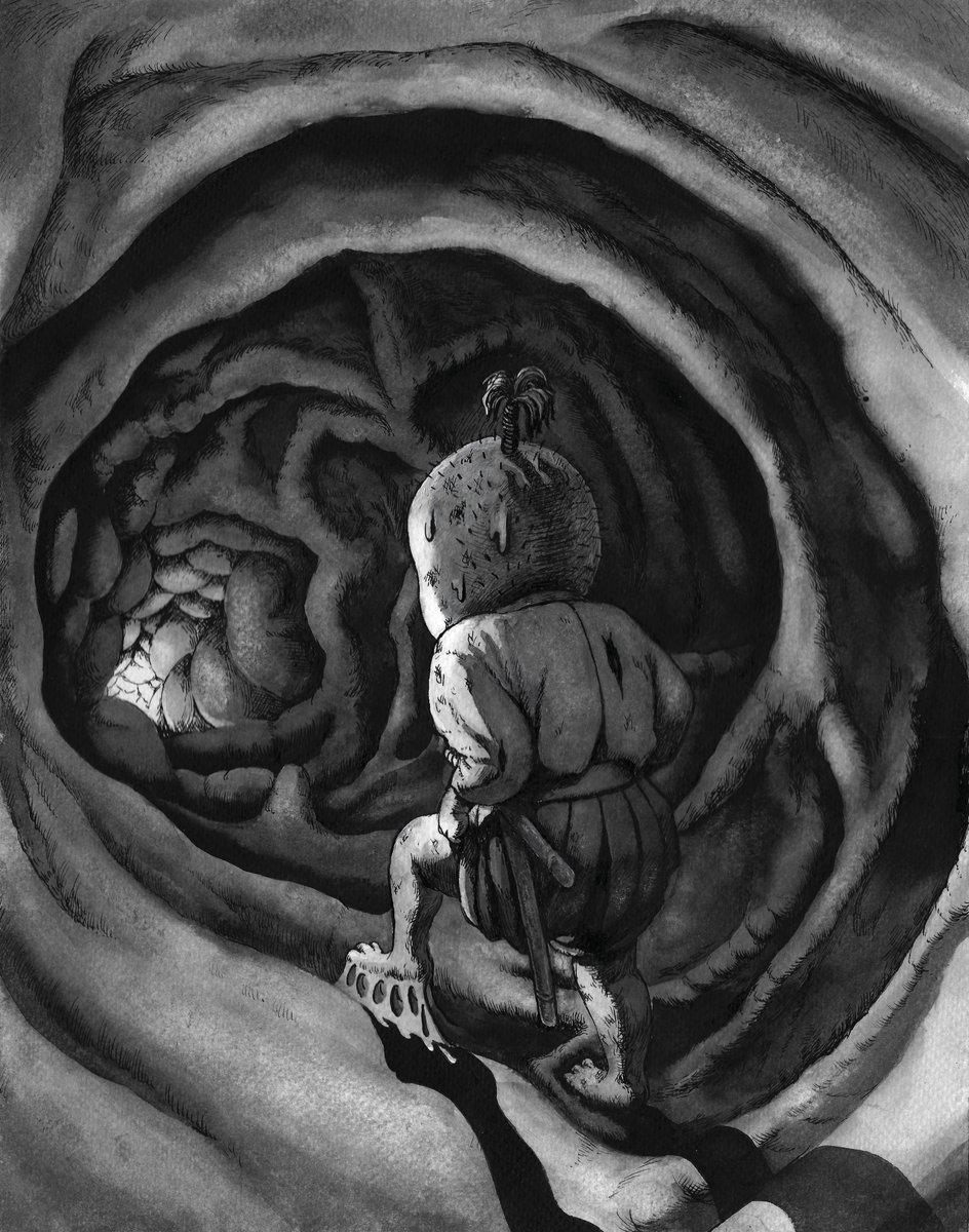 Daily Drawings: Spider's Thread Day20: In the Stomach / 腹の中