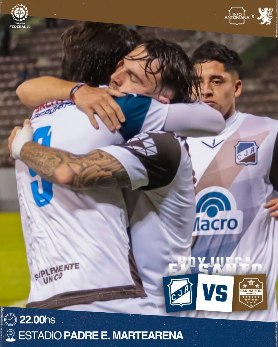HOY JUEGA EL SANTO 💙 🤍 🤎

𝗧𝗼𝗿𝗻𝗲𝗼 𝗙𝗲𝗱𝗲𝗿𝗮𝗹 𝗔 ❜𝟮𝟱 - Fecha 16

🆚 San Martín de Formosa 
📆 Viernes 27 de Junio 
🏟 Estadio Padre E. Martearena 
⌚22:00hs

📸 Centro Juventud Antoniana