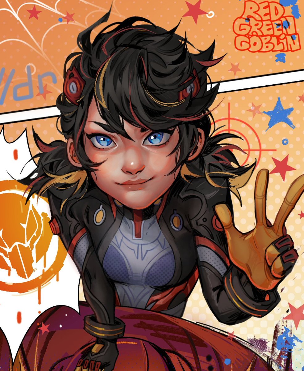 redgreengoblin's tweet image. I love how I drew her face sm god I love her 😭