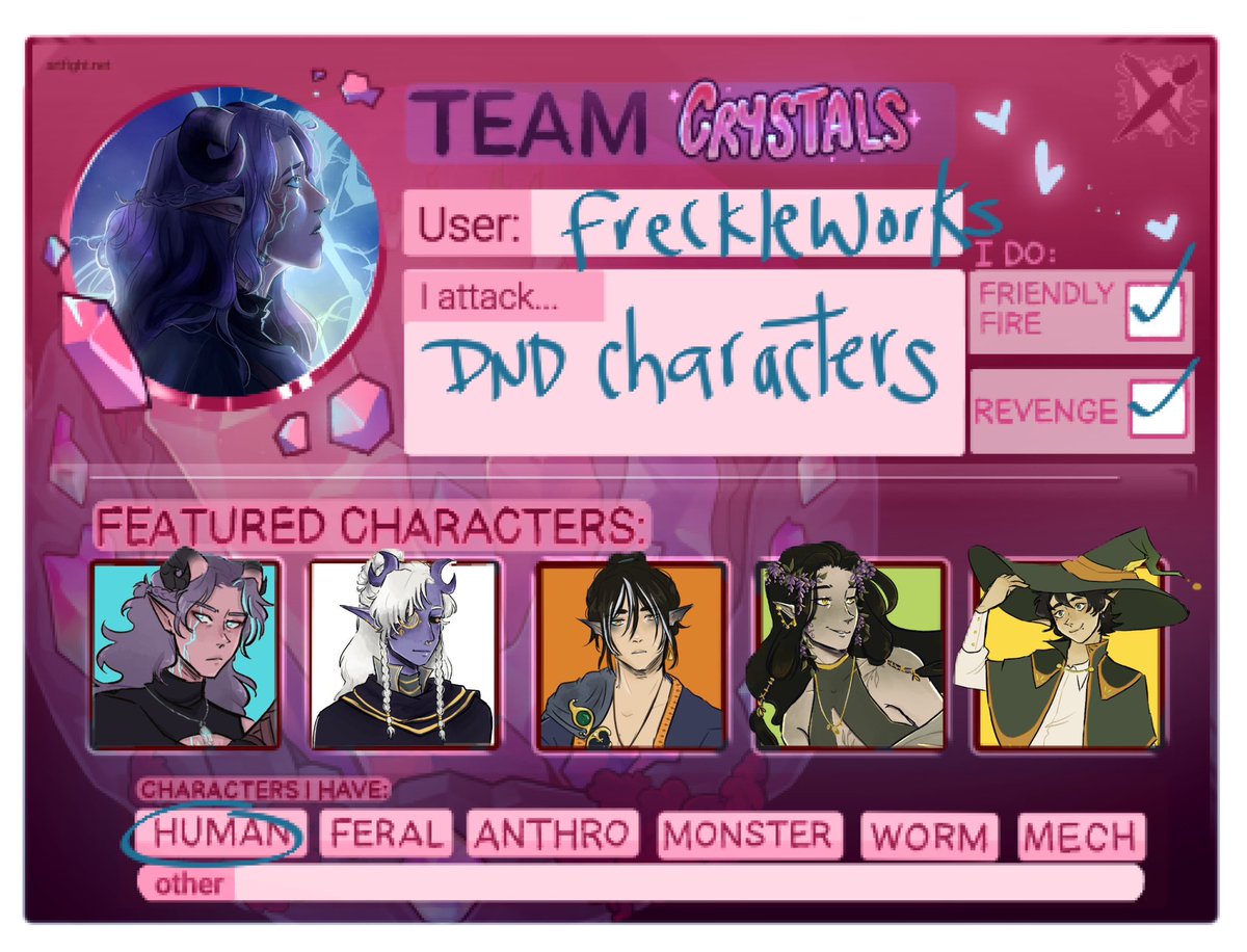 Woah, it’s that time of year again!🖌️your dnd characters are not safe⚔️

#artfight #dndcharacter