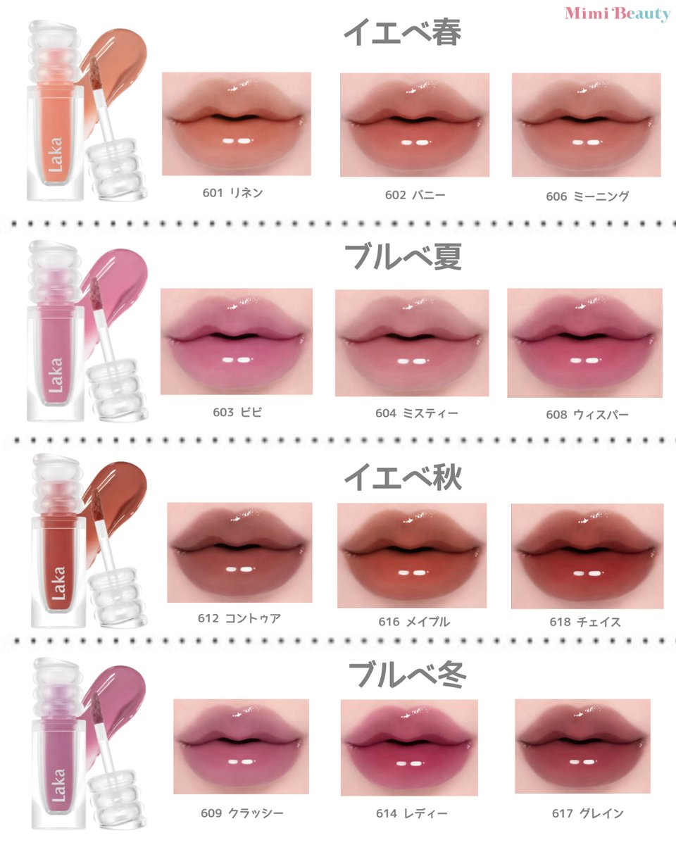 Lakaの新リップは7/1~Qoo10で発売‼️ PC別のおすすめカラーをまとめ