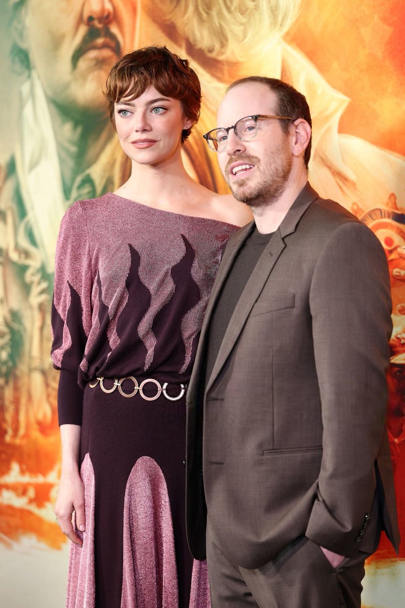 badpostestone's tweet image. Emma Stone and Ari Aster at the Eddington premiere in Los Angeles