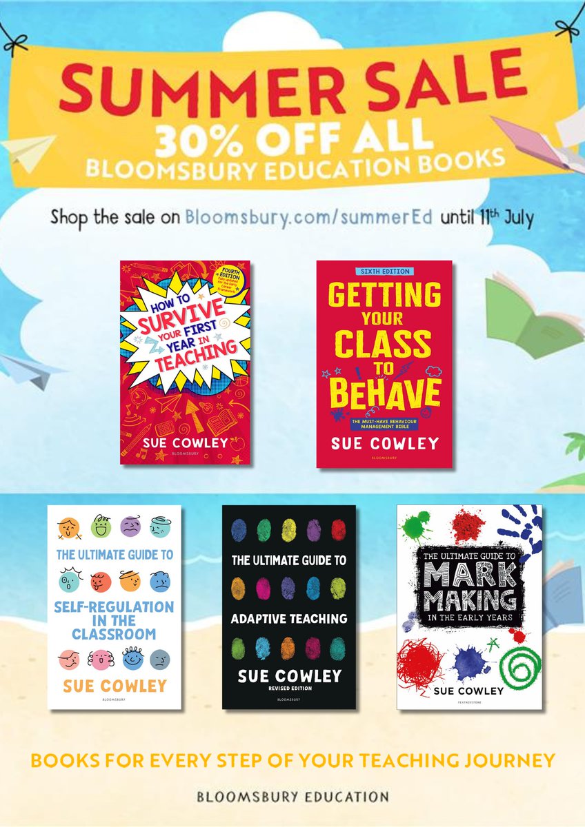 Sue Cowley (@sue_cowley) on Twitter photo My publishers <a href="/BloomsburyEd/">Bloomsbury Education</a> are doing a 30% off summer sale atm. Grab yourself a bargain for your education 'to be read' pile! Please retweet. Thank you! #edutwitter My publishers <a href="/BloomsburyEd/">Bloomsbury Education</a> are doing a 30% off summer sale atm. Grab yourself a bargain for your education 'to be read' pile! Please retweet. Thank you! #edutwitter